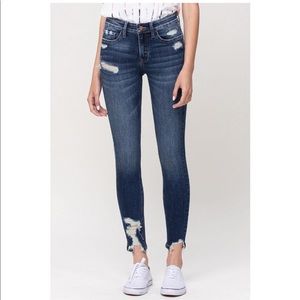 Vervet by Flying Monkey All-nighter Mid Rise Crop Skinny Jeans Step Hem Size 28